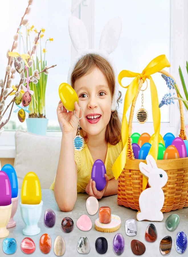 Vellibring Easter Basket Stuffers,18pcs Gemstones Prefilled Easter Eggs Natural Mineral Rocks Crystals with Necklace Rope Keychain Easter Party Favors for Egg Hunt, Educational Present for Boys Girls - Image 5